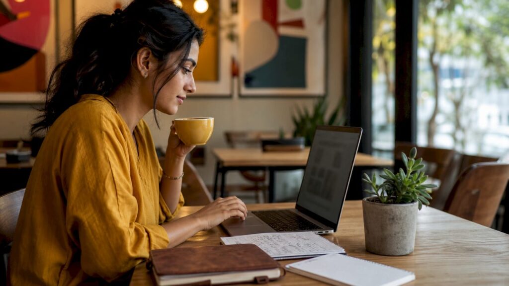 Person browsing online bookstore on desktop