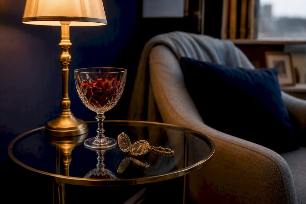 Close-up of intimate symbolic objects on desk