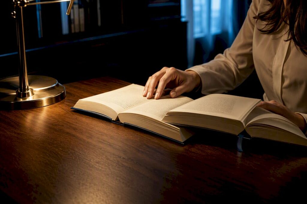 Two books compared on a library table