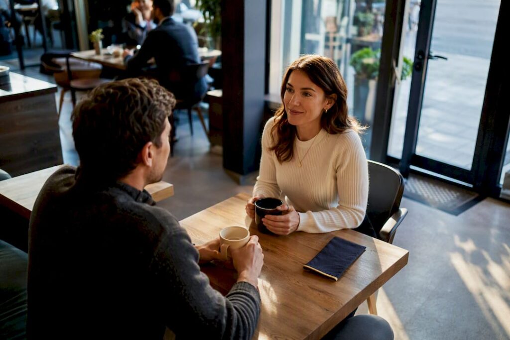 Adults meeting safely for an early date