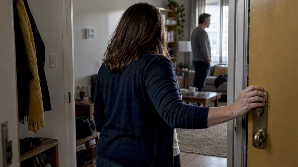 Woman creating distance after difficult conversation